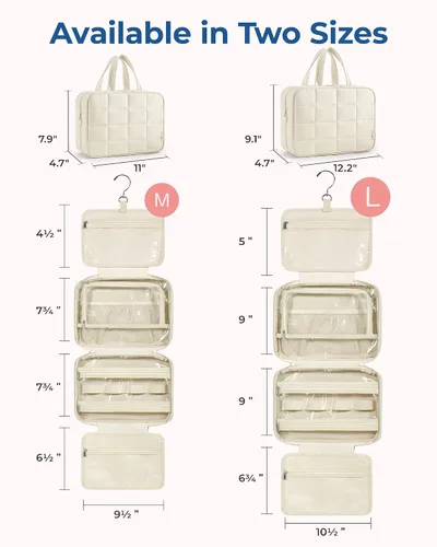 Vista 6 de Bolsa de viaje para artículos de aseo personal BAGSMART con organizador para joyas, bolsa de viaje colgante para artículos de tocador, organizador