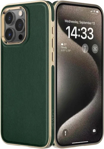 Vista 23 de LOHASIC Funda para iPhone 12 y iPhone 12 Pro - Fundas para teléfono i Phone 12 con borde cromado delgado, fundas de cuero de diseño suave, funda
