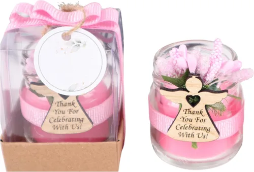 Vista 13 de HTF - Paquete de 5 velas en tarro de cristal, hechas a mano, recuerdos de fiesta de baby shower para niños, velas de vidrio para decoración de baby