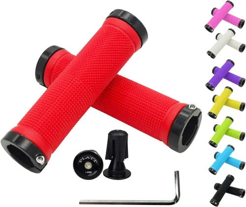 Vista 14 de PLATT - Puños de manillar de bicicleta con gomas de goma coloridas Puños de bicicleta cómodos para bicicletas BMX/MTB amarillo (Yellow+End Caps)