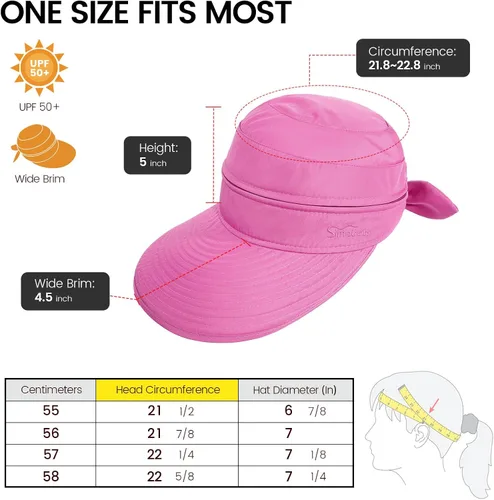 Vista 3 de Simplicity - Sombrero con protección solar UV UPF 50 para mujer, convertible en visera para playa