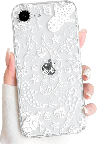 Vista 118 de NITITOP Funda para iPhone 13 Clear Sea Animal - Pez negro Pescado Negro