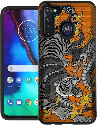 Vista 6 de CasesOnDeck Funda de agarre compatible con [Motorola Moto G Stylus (2020) [Brushed Armor] - Funda delgada y resistente, color negro mate (astronauta)