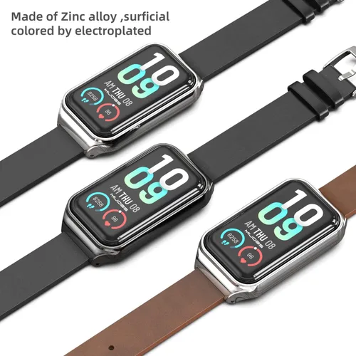 Vista 4 de Strap for Amazfit Band 7 Microfiber Leather Replacement Strap Watch Wrist Band Smart Bracelet Accessories for Amazfit 7 Fit
