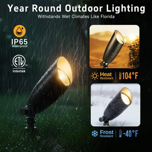 Vista 4 de Gardenreet Focos de paisaje de bajo voltaje - Lámpara de techo superior de latón 12V LED para exteriores, luces puntuales cableadas IP65