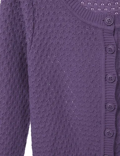 Vista 4 de FLORIA - Suéter corto de algodón de punto con cuello redondo, botones y manga 34 para mujer (tallas S a 3X)