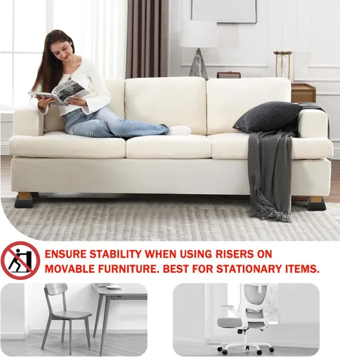 Vista 4 de ANNKUT Elevadores de muebles de 1 pulgada, elevadores de cama resistentes, elevadores de escritorio para elevación de sillas y patas de mesa, 4