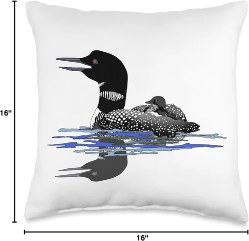 Vista 4 de Zodiart Calling Loon - Almohada (16 x 16 pulgadas), multicolor