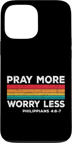Vista 23 de iPhone 16 Faith Christians God Jesus Pray more worry less Case