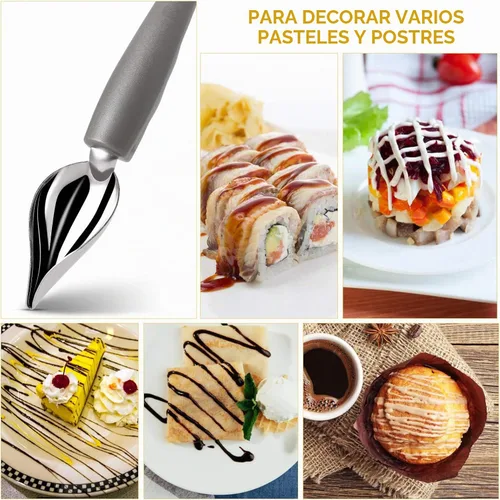 Vista 4 de Angoily 4 cucharas decorativas de dibujo, cuchara de chocolate de acero