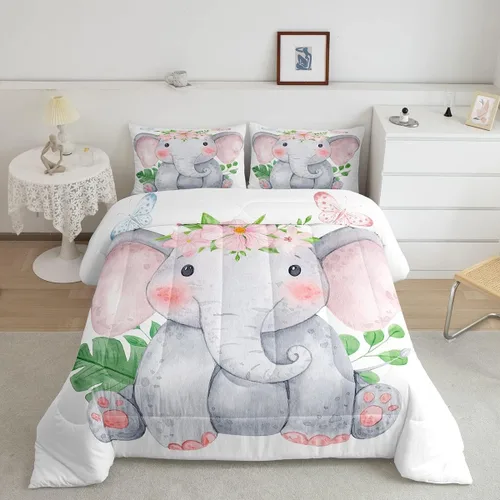 Vista 36 de Erosebridal Juego de edredón tamaño individual de animales del bosque, juego de ropa de cama de oso marrón para niños y niñas, edredón de plumón