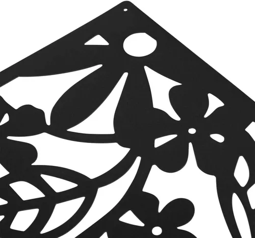 Vista 4 de ANMINY Paneles divisores de habitación colgantes, patrón de talla de flores Negro