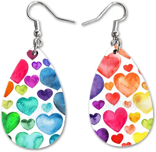 Vista 45 de Van Gogh - Juego de aretes colgantes divertidos Lindos aretes de joyería para niñas y mujeres Impresión de doble cara Regalo de cumpleaños