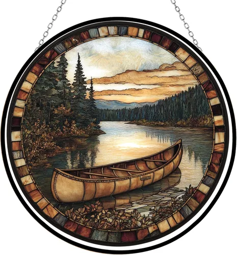 Vista 19 de Guante de béisbol bohemio para el día del padre, picnic, vitral, atrapasoles para colgar en la ventana, adornos de Navidad góticos de dragón