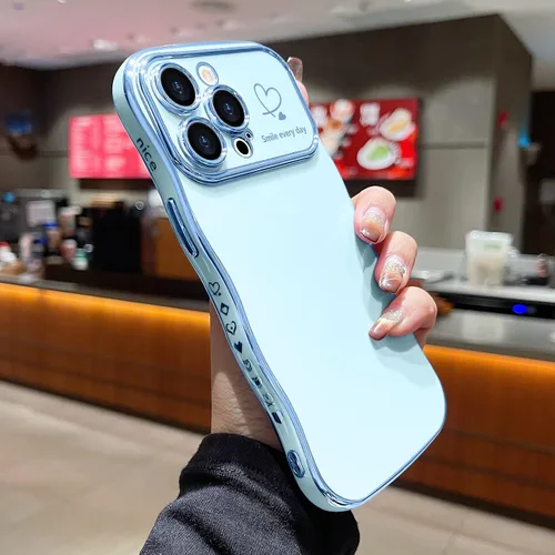 Vista 2 de LCHULLE Funda para iPhone 12 Pro para mujeres y niñas, lindo marco ondulado con forma rizada con patrón de corazón de amor, cubierta de protección