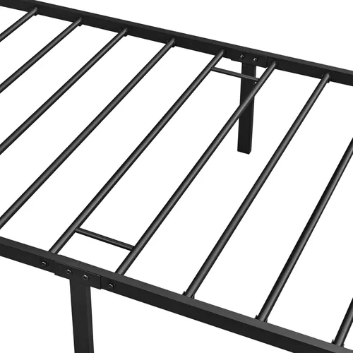 Vista 9 de Yaheetech Marco de cama con plataforma de metal doble, cabecero y estribo Negro