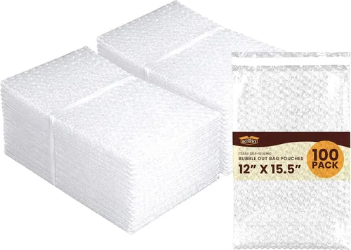 Vista 8 de The Boxery Bolsas de burbujas autoadhesivas transparentes de 3 x 5 pulgadas, paquete de 100