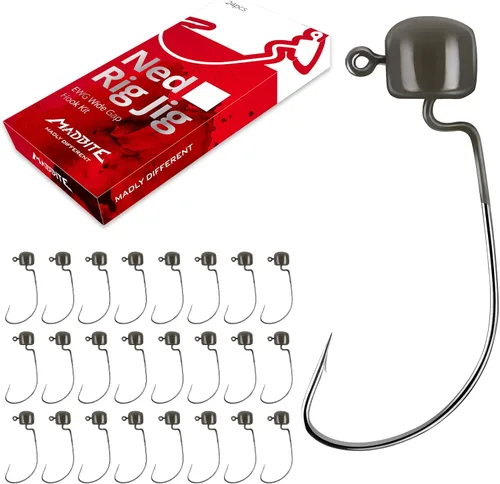 Vista 8 de MadBite by KastKing Ned Rig Jig Heads for Soft Fishing Lure Kits Negro