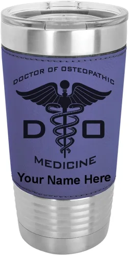 Vista 19 de LaserGram Vaso aislado al vacío de 20 onzas, DO Doctor of Osteopathic Medicine, grabado personalizado incluido (piel sintética, estilo béisbol)