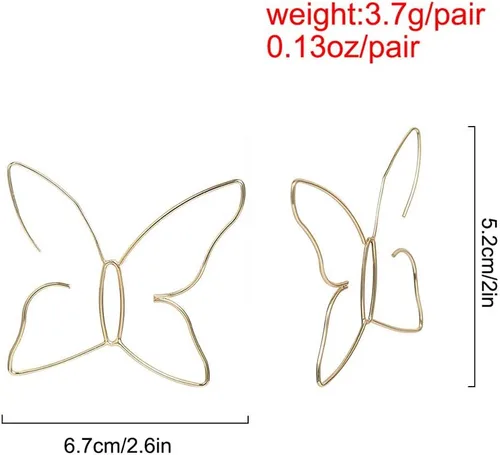 Vista 4 de fxmimior Pendientes colgantes de cadena larga con borlas y diseño de mariposa para mujer, Cobre