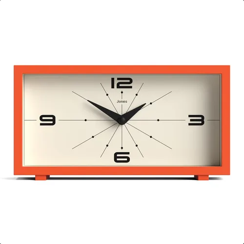 Vista 10 de JONES CLOCKS® Reloj de Escritorio Odeon Diseño Rectangular Moderno Negro Aspecto Retro Elegante para Estante, Mesa, Repisa de Chimenea