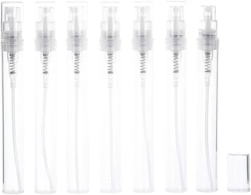 Vista 5 de 5 mini botellas de aerosol, 0.1 fl oz, 0.1 fl oz, 0.2 fl oz, botella de spray de plástico vacía de niebla fina, botella de perfume recargable
