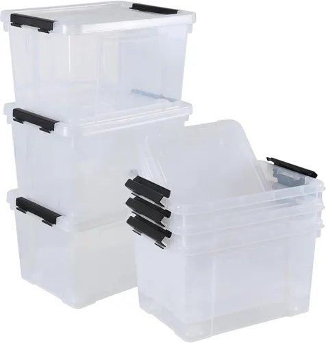 Vista 7 de Ggbin Bolsa de almacenamiento transparente de 34 cuartos de galón, contenedor de plástico con cierre negro, paquete de 4