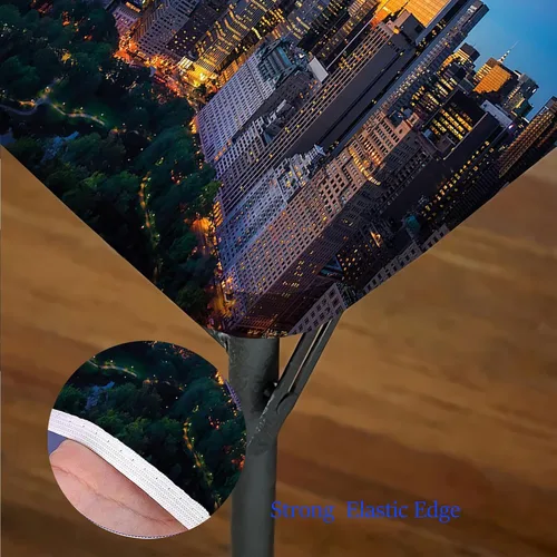 Vista 5 de Mantel con bordes elásticos de ciudad, Sun Rising Over Central Park in Manhattan, funda cuadrada y tranquila para mesa de comedor, se adapta a mesas