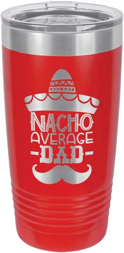Vista 13 de NACHO AVERAGE DAD BLACK Vaso de bebida de 20 onzas con pajita Taza de viaje grabada con láser Comparar con Yeti Rambler Idea de regalo papá