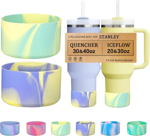 Vista 30 de HEYSKAY Base protectora de silicona para botas Stanley Quencher Adventure de 40 onzas y vaso Stanley IceFlow de 20 onzas y 30 onzas, y compatible