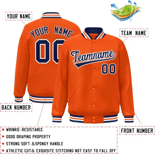 Vista 2 de KXK Chaquetas de béisbol universitarias personalizadas para hombres, mujeres, jóvenes, abrigo ligero, número de nombre cosido personalizado