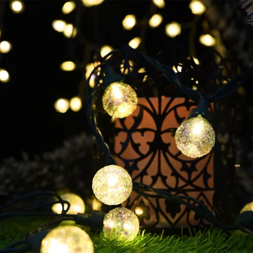 Vista 5 de Luces de Cadena con Globos, 70 Luces LED de Bolas Mixtas Enchufables con Certificación UL, Luces de Árbol de Navidad de 19 Pies, Luces de Hadas