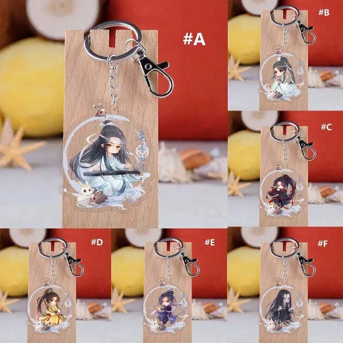 Vista 2 de Mo Dao Zu Shi Llavero acrílico Wei Wuxian Lan WangJi Figura de dibujos animados Chen Qing Ling Llavero de gran maestro de bolso demoníaco llavero