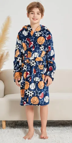 Vista 2 de Childlike Me Bata de baño de forro polar con capucha para niños de 2 a 16 años