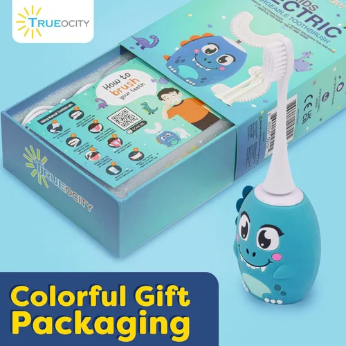 Vista 5 de Trueocity Cepillo de Dientes Eléctrico Automático en Forma de U para Niños, Cepillo de Dientes Automático Recargable para Niños Pequeños Cabezal