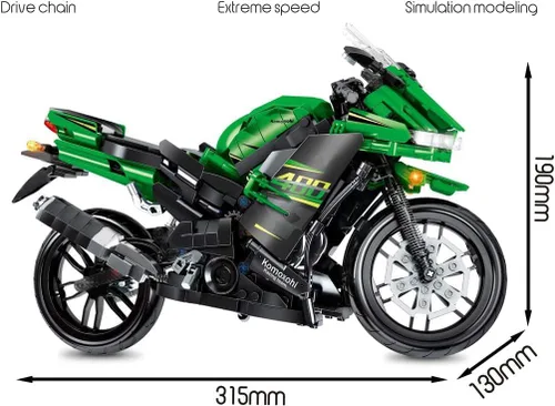 Vista 3 de Pasyru Technology - Juego de construcción de moto, 862 piezas para Kawasaki Ninja 400 modelos de construcción, juguete de construcción