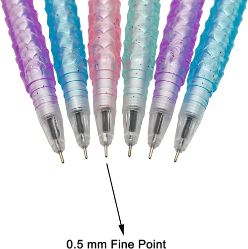 Vista 6 de Maydahui 24 bolígrafos novedosos (12 bolígrafos retráctiles de diamante grande + 12 bolígrafos de gel de sirena para niñas, mujeres y estudiantes)