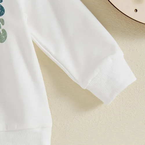 Vista 5 de BemeyourBBs Ropa de otoño e invierno para bebé niño, conjunto de sudadera con capucha de manga larga con letras divertidas y pantalones, conjunto