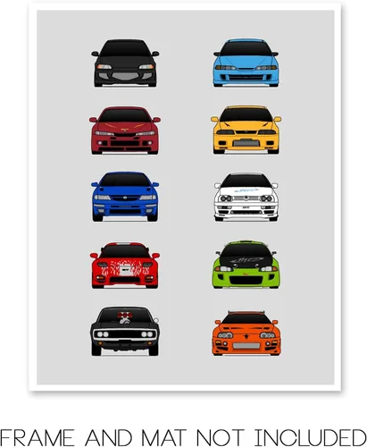 Vista 2 de Custom Car Posters Póster hecho a mano compatible con Fast and the Furious y la impresión de Best Cars Dominic Toretto Brian O'Connor – 8 x 10