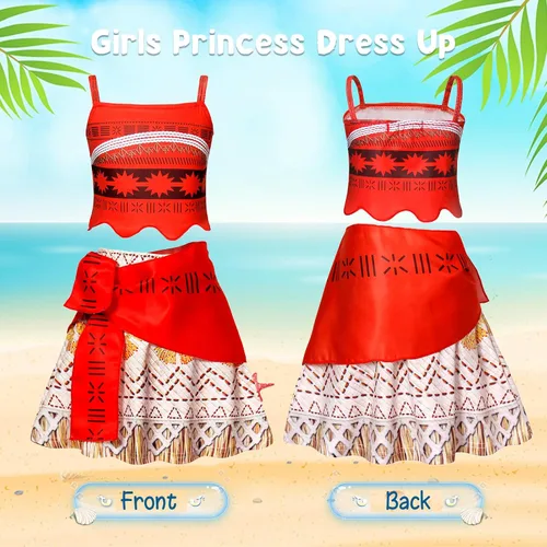 Vista 3 de COTRIO Vestido de princesa para niñas, disfraz de Halloween para niñas, disfraz de fiesta de cumpleaños, conjunto de 2 piezas con falda corta