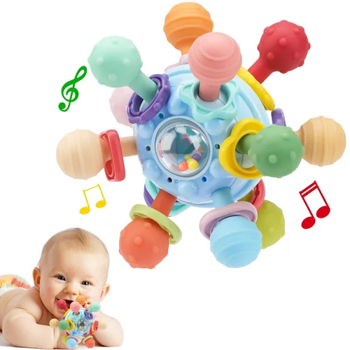 Vista 10 de Juguetes de dentición para bebés, mordedores para bebés, juguetes sensoriales Montessori para 0-6 6-12 meses, regalos para niños de 1 año, niños