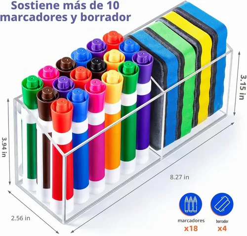 Vista 6 de Simetufy Soporte magnético grande para marcadores de borrado en seco