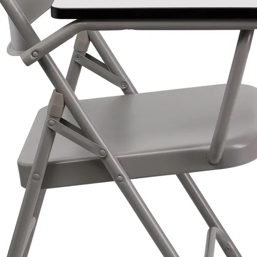 Vista 9 de EMMA + OLIVER Silla plegable de acero prémium con brazo para tableta para diestros