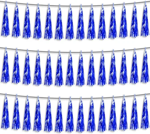 Vista 15 de Banderines de Flecos de Papel Aluminio Negro 3P con Borlas Metálicas Guirnalda de Borlas para Carrozas de Desfile, Despedida de Soltera, Boda