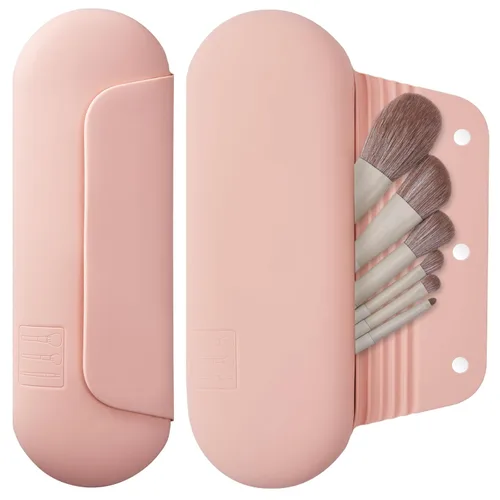 Vista 33 de AGIKET Soporte de silicona para brochas de maquillaje, bolsa de cosméticos de viaje: soporte suave y portátil para brochas cosméticas faciales