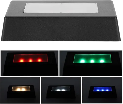 Vista 4 de Base de luz LED, placa de exhibición iluminada para arte de vidrio 3D, pedestal multicolor para cristales, acrílico, joyas, base iluminada que