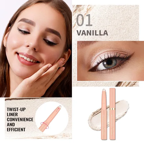 Vista 2 de Oulac Twist-Up Sombra de Ojos Brillante en Barra – Maquillaje de Ojos Vegano y Libre de Crueldad con Textura Cremoso y Mezclable, Resistente al 01