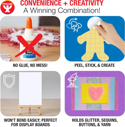 Vista 5 de Hygloss Pizarras adhesivas para collage – Paquete de 24 tableros de collage autoadhesivos de 4 x 6 pulgadas para niños, tableros de montaje