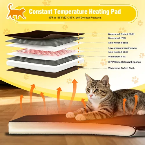 Vista 2 de Heated Cat House for Outside,Weatherproof Insulated Feral Shelter Solid wood structure with 6-sided insulated liner & certified heating pad. Keeps