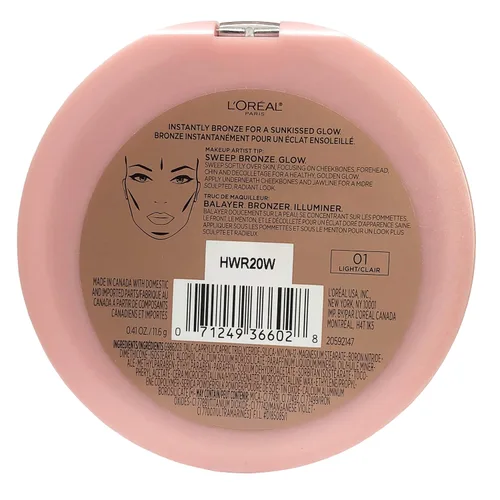 Vista 3 de L'Oreal Paris Cosmetics True Match Lumi Bronze It Bronzer para rostro y cuerpo, ligero, 0.41 onzas líquidas